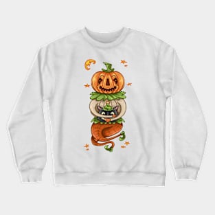 Halloween Pumpkin with Cats Head Crewneck Sweatshirt